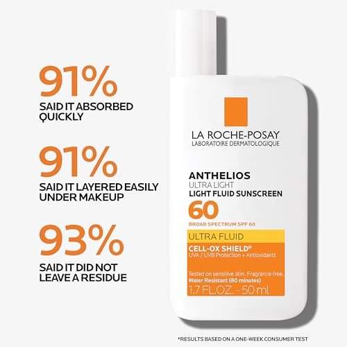 La Roche-Posay Anthelios Light Fluid Facial Sunscreen SPF 60 – Lightweight, Oil-Free & Oxybenzone-Free Face Sunscreen with Antioxidants, Travel Size 1.7 Fl Oz Avelisse