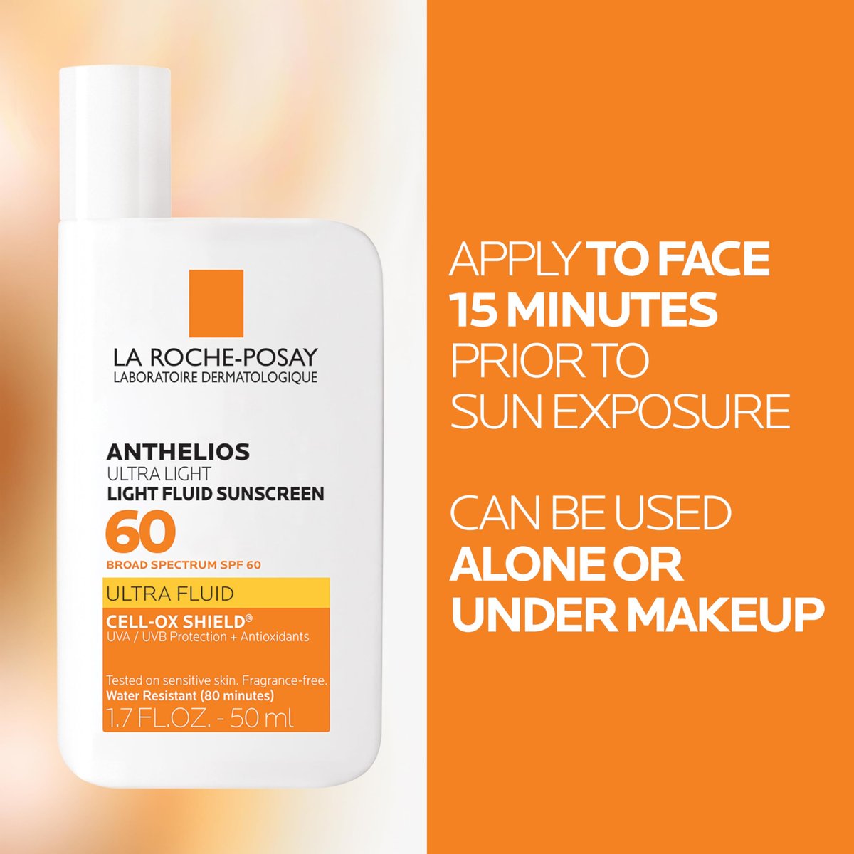 La Roche-Posay Anthelios Light Fluid Facial Sunscreen SPF 60 – Lightweight, Oil-Free & Oxybenzone-Free Face Sunscreen with Antioxidants, Travel Size 1.7 Fl Oz Avelisse