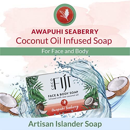 Organic Fiji Coco Fiji Soap Bar for Face and Body - Infused with Organic Coconut Oil, Awapuhi Seaberry, Essential Oil - Natural Moisturizing & Pore Purifying Soap, 7 oz, Pack of 2 - görsel 8