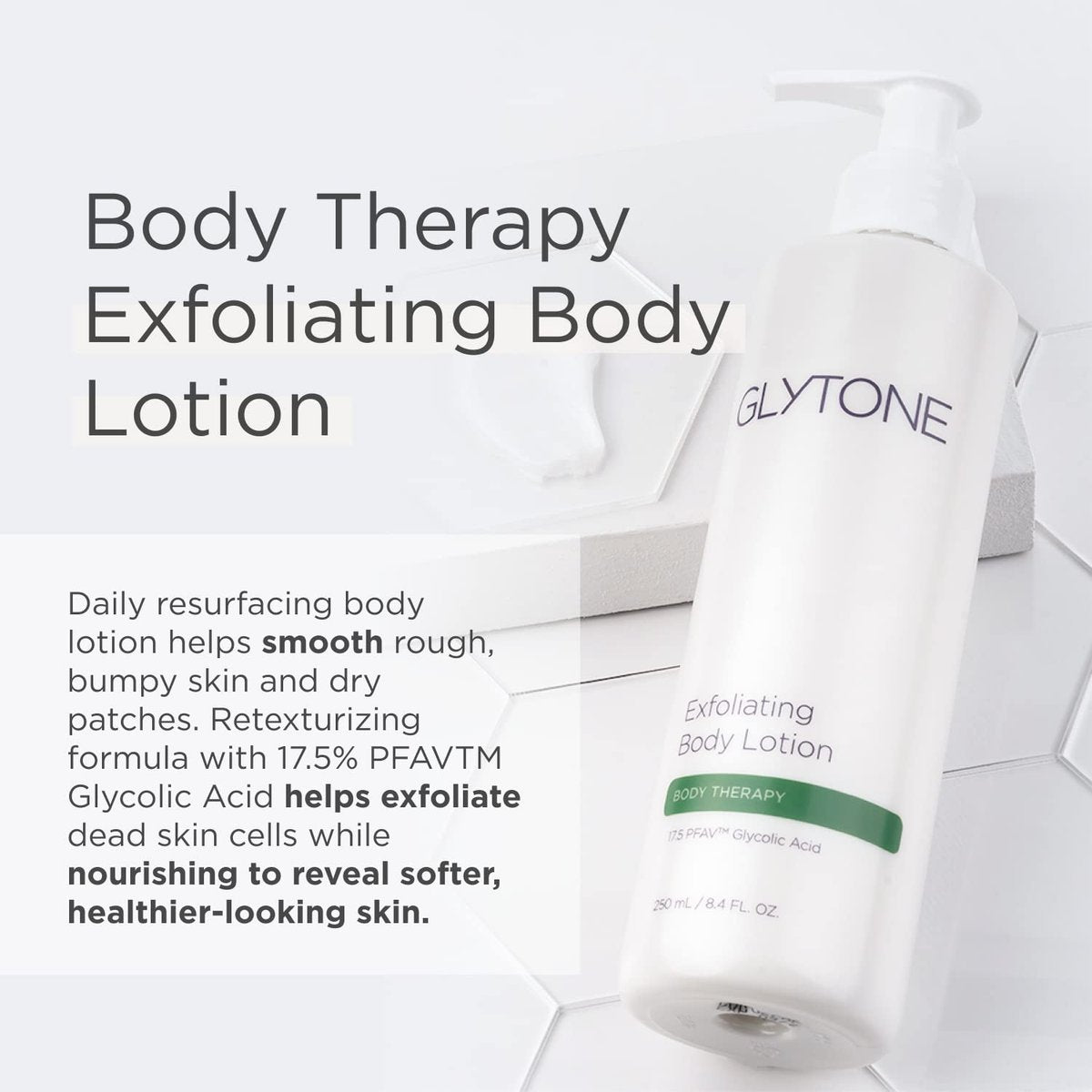 Glytone Exfoliating Body Lotion with 17.5% PFAV Glycolic Acid – Fragrance-Free Moisturizer for Dry Skin & Keratosis Pilaris, 8.4 Fl Oz Avelisse