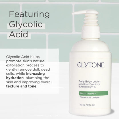 Glytone Daily Body Lotion with SPF 15 – Broad Spectrum Sunscreen & Glycolic Acid Moisturizer for Sensitive Skin, 12 oz Avelisse