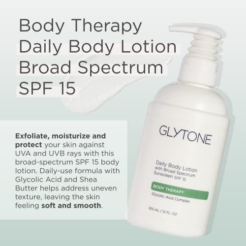 Glytone Daily Body Lotion with SPF 15 – Broad Spectrum Sunscreen & Glycolic Acid Moisturizer for Sensitive Skin, 12 oz Avelisse