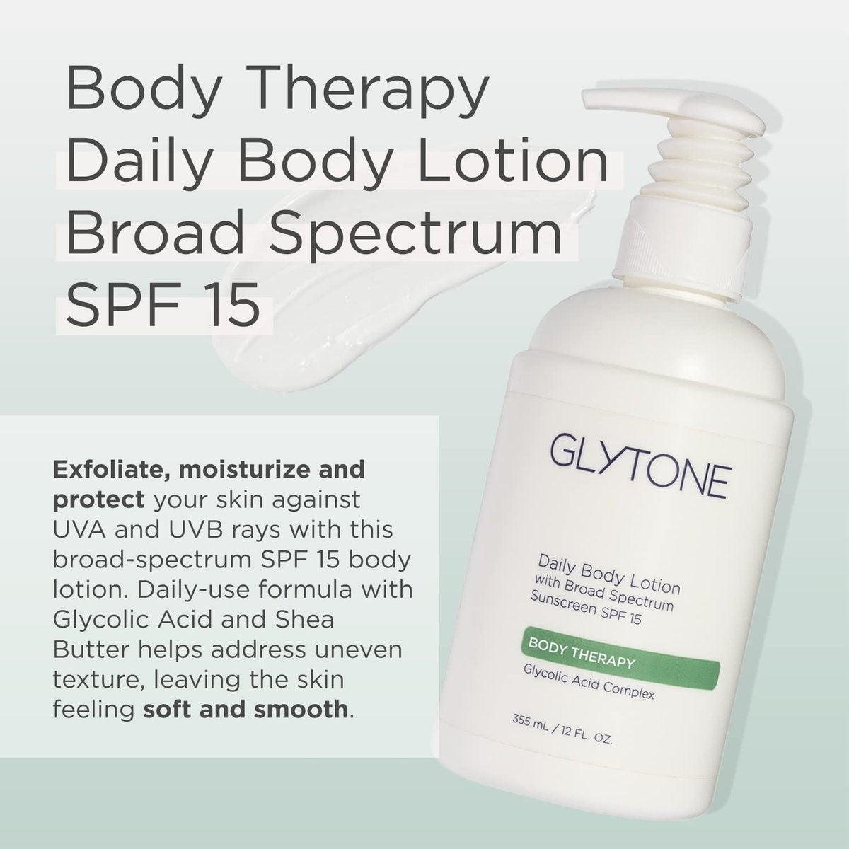 Glytone Daily Body Lotion with SPF 15 – Broad Spectrum Sunscreen & Glycolic Acid Moisturizer for Sensitive Skin, 12 oz Avelisse