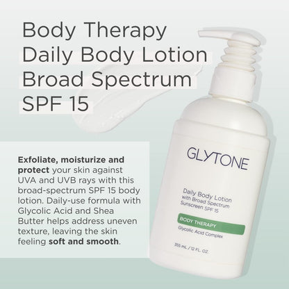 Glytone Daily Body Lotion with SPF 15 – Broad Spectrum Sunscreen & Glycolic Acid Moisturizer for Sensitive Skin, 12 oz Avelisse