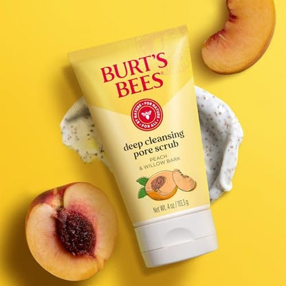 Burt's Bees Deep Cleansing Pore Scrub with Peach and Willow Bark, 12 oz (Pack of 3) Avelisse