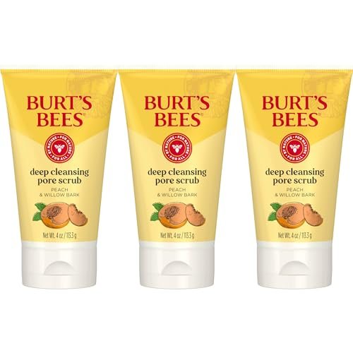 Burt's Bees Deep Cleansing Pore Scrub with Peach and Willow Bark, 12 oz (Pack of 3) Avelisse