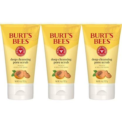 Burt's Bees Deep Cleansing Pore Scrub with Peach and Willow Bark, 12 oz (Pack of 3) Avelisse