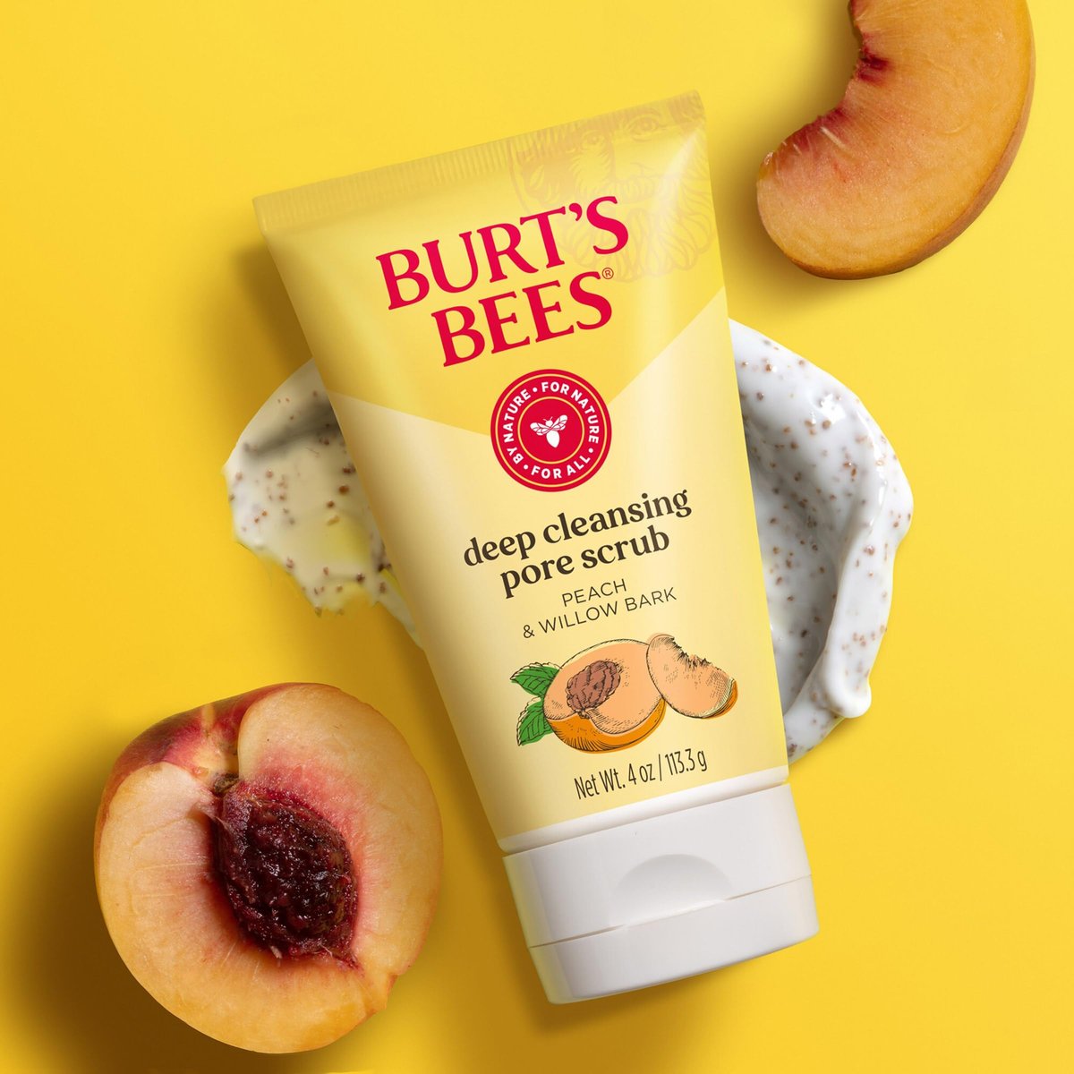 Burt's Bees Deep Cleansing Pore Scrub with Peach and Willow Bark, 12 oz (Pack of 3) Avelisse
