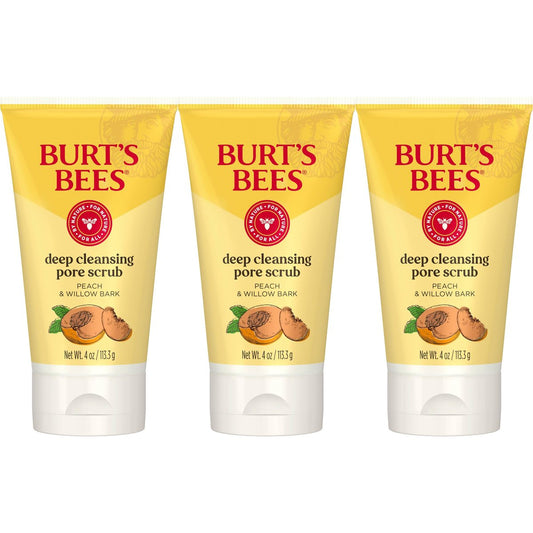 Burt's Bees Deep Cleansing Pore Scrub with Peach and Willow Bark, 12 oz (Pack of 3) Avelisse
