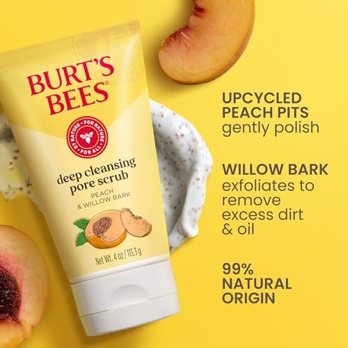 Burt's Bees Deep Cleansing Pore Scrub with Peach and Willow Bark, 12 oz (Pack of 3) Avelisse
