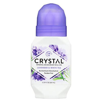 Crystal Mineral Deodorant Roll-On, Lavender & White Tea 2.25 oz (Pack of 2) – Natural Deodorant for Sensitive Skin