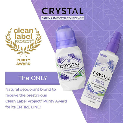 Crystal Essence Mineral Deodorant Roll-On, Lavender & White Tea, 2.25 oz, Pack of 5 Avelisse