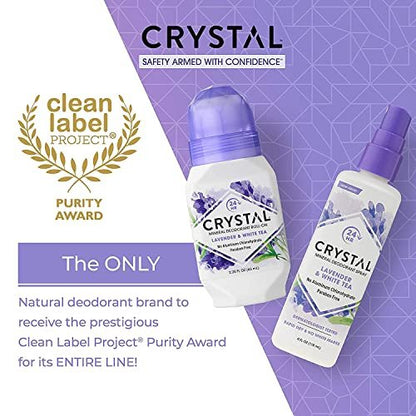 Crystal Essence Mineral Deodorant Roll-On, Lavender & White Tea, 2.25 oz, Pack of 5 Avelisse