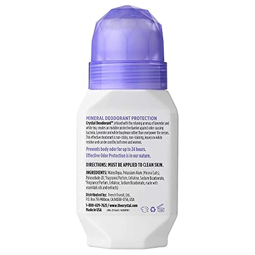 Crystal Essence Mineral Deodorant Roll-On, Lavender & White Tea, 2.25 oz, Pack of 5 Avelisse