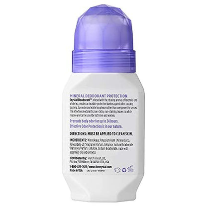 Crystal Essence Mineral Deodorant Roll-On, Lavender & White Tea, 2.25 oz, Pack of 5 Avelisse