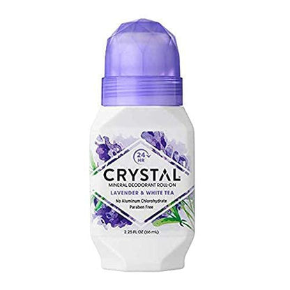 Crystal Essence Mineral Deodorant Roll-On, Lavender & White Tea, 2.25 oz, Pack of 5 Avelisse