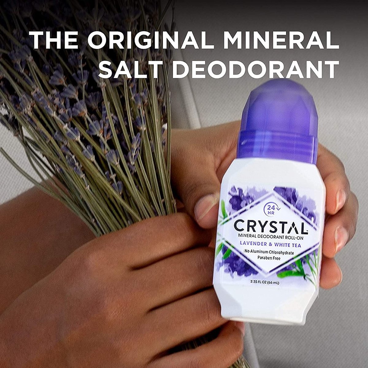 Crystal Essence Mineral Deodorant Roll-On, Lavender & White Tea, 2.25 oz, Pack of 5 Avelisse