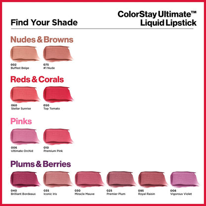 Revlon ColorStay Ultimate Liquid Lipstick - Longwear Satin Finish Lip Color, 030 Miracle Mauve, 0.1 fl oz