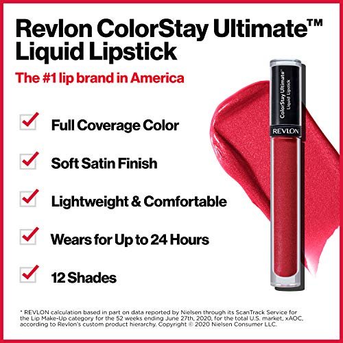 Revlon ColorStay Ultimate Liquid Lipstick - Longwear Satin Finish Lip Color, 030 Miracle Mauve, 0.1 fl oz - görsel 6