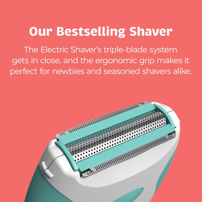PalmPerfect Electric Shaver for Women – Bi-Directional Triple Blade Razor for Legs, Underarms & Bikini Line – Wet/Dry Portable Shaver with Non-Slip Rubber Grip – Battery Powered