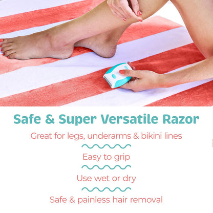 PalmPerfect Electric Shaver for Women – Bi-Directional Triple Blade Razor for Legs, Underarms & Bikini Line – Wet/Dry Portable Shaver with Non-Slip Rubber Grip – Battery Powered