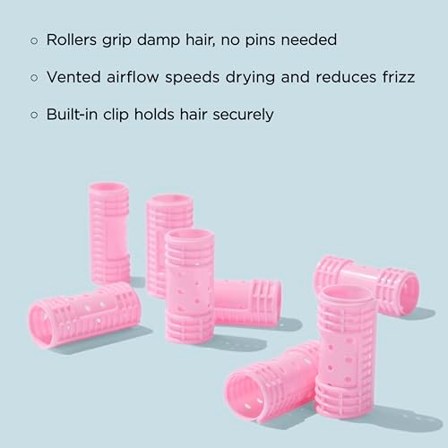 Diane Snap-On Magnetic Rollers - 8 Pack Small Pink Hair Curlers for Voluminous Curls - görsel 4