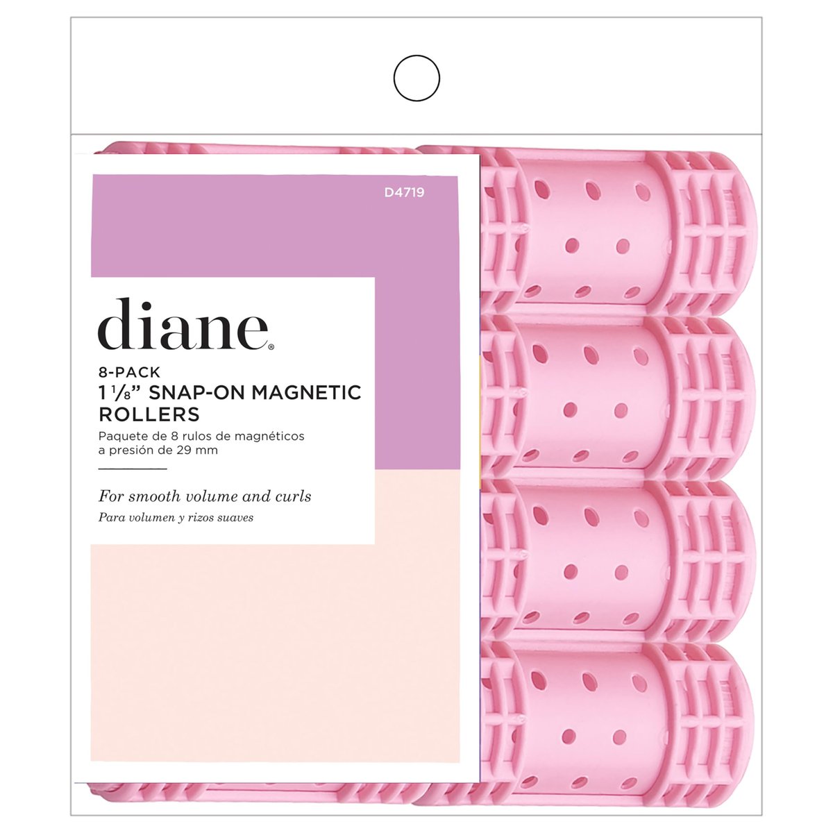 Diane Snap-On Magnetic Rollers - 8 Pack Small Pink Hair Curlers for Voluminous Curls - görsel 1