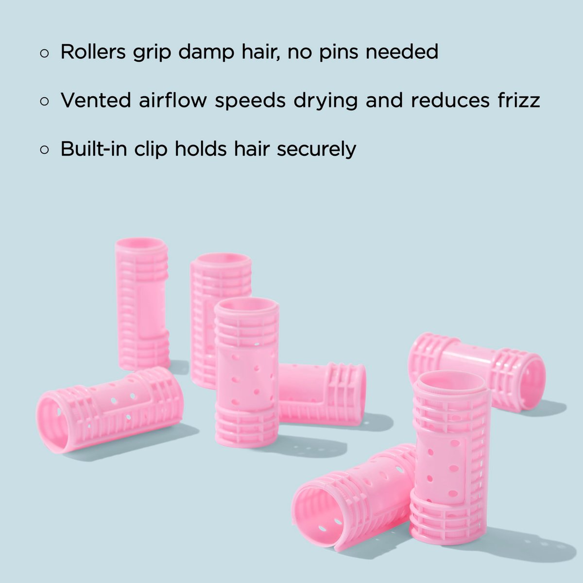 Diane Snap-On Magnetic Rollers - 8 Pack Small Pink Hair Curlers for Voluminous Curls - görsel 3