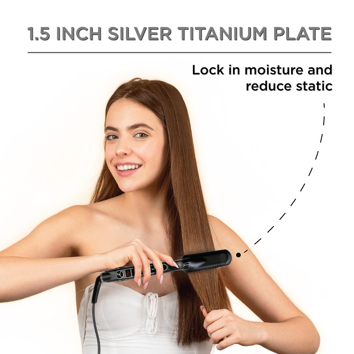 Croc Classic Silver Titanium Flat Iron Hair Straightener | 1.5 Inch Professional Straightening Iron Avelisse