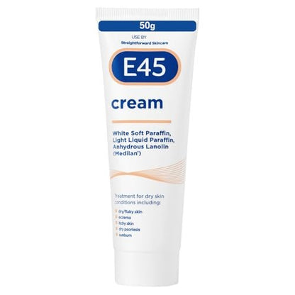 E45 Cream 50g - Dermatological Moisturizer for Dry Skin & Eczema