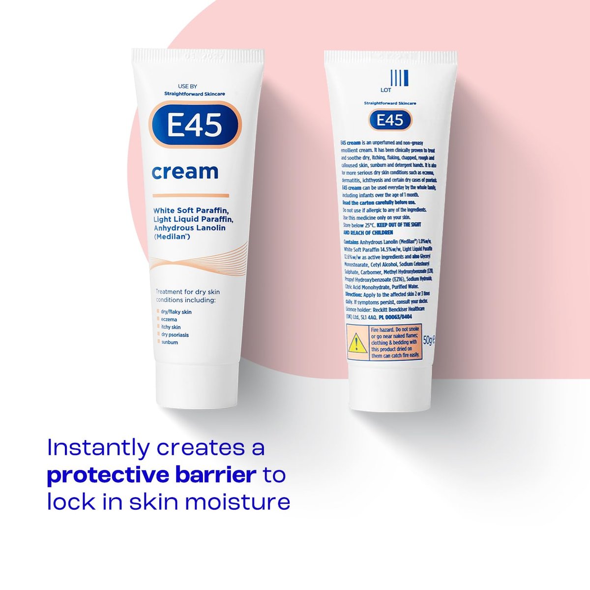 E45 Cream 50g - Dermatological Moisturizer for Dry Skin & Eczema - görsel 3