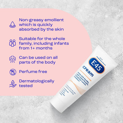 E45 Cream 50g - Dermatological Moisturizer for Dry Skin & Eczema