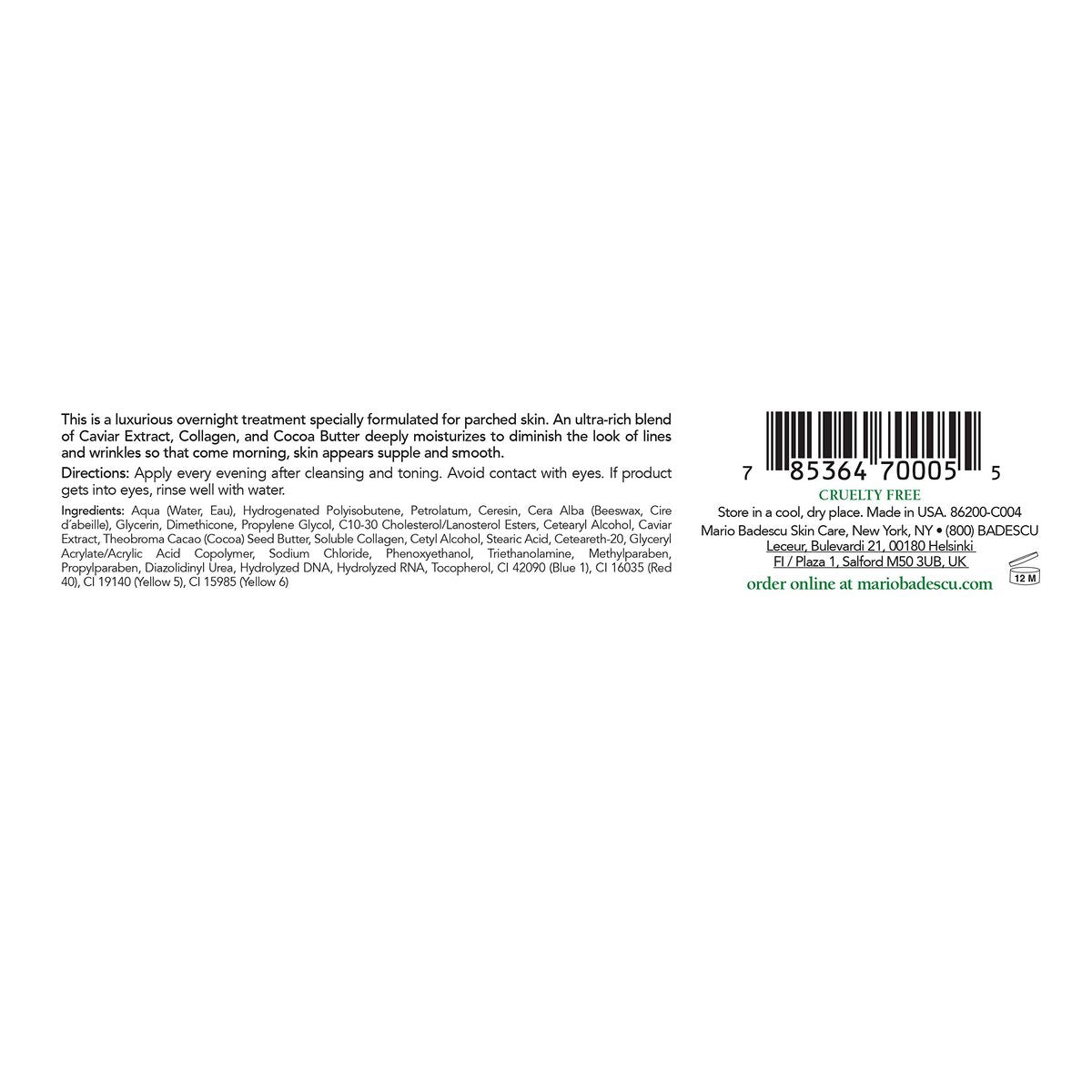 Mario Badescu Caviar Night Cream - Ultra-Rich Anti-Aging Face Cream with Caviar Extract & Elastin for Dry or Sensitive Skin, 1 oz Avelisse