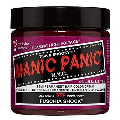 MANIC PANIC Classic Fuschia Shock Semi-Permanent Hair Color - 4 oz Vibrant Dark Pink Dye for Women & Men, Vegan & Cruelty-Free Avelisse