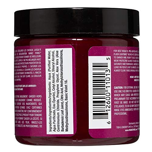 MANIC PANIC Classic Fuschia Shock Semi-Permanent Hair Color - 4 oz Vibrant Dark Pink Dye for Women & Men, Vegan & Cruelty-Free Avelisse