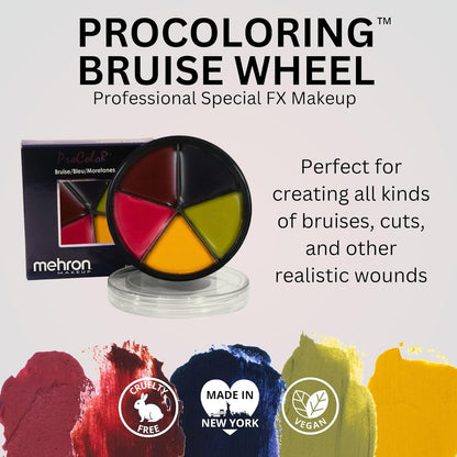 Mehron Makeup PRO FX Bruise Wheel – 5 Color Special Effects Makeup Palette for Movie, TV & Halloween SFX Avelisse