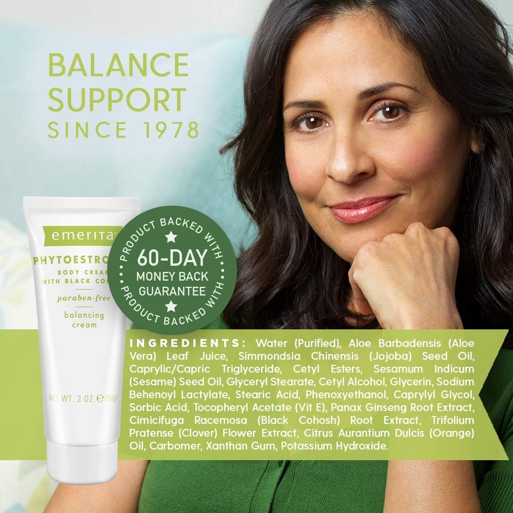 Emerita Phytoestrogen Body Cream – 2 oz Natural Moisturizer with Plant-Based Estrogen Avelisse