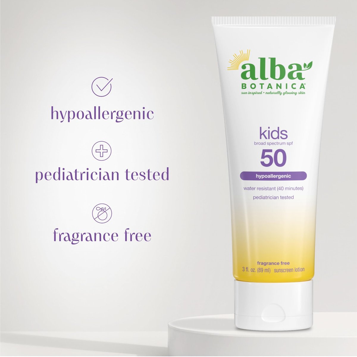 Alba Botanica Kids Sunscreen Body Lotion SPF 50, 3 oz | Mineral-Based, Reef-Safe Sun Protection - görsel 5