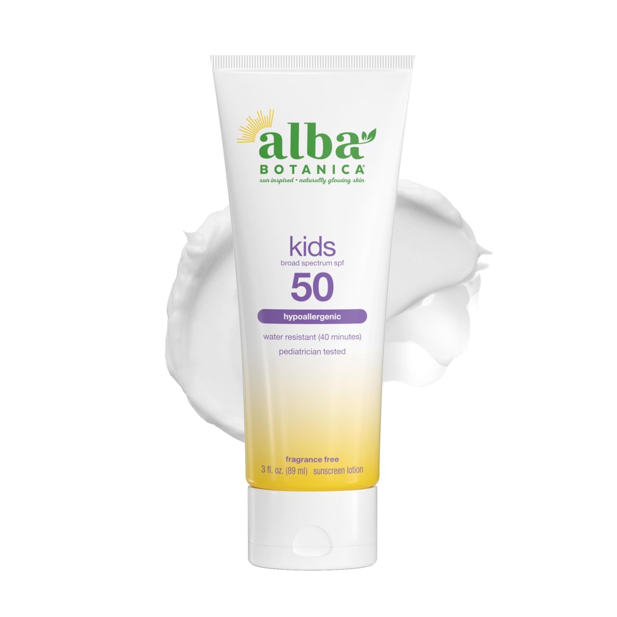 Alba Botanica Kids Sunscreen Body Lotion SPF 50, 3 oz | Mineral-Based, Reef-Safe Sun Protection - görsel 1