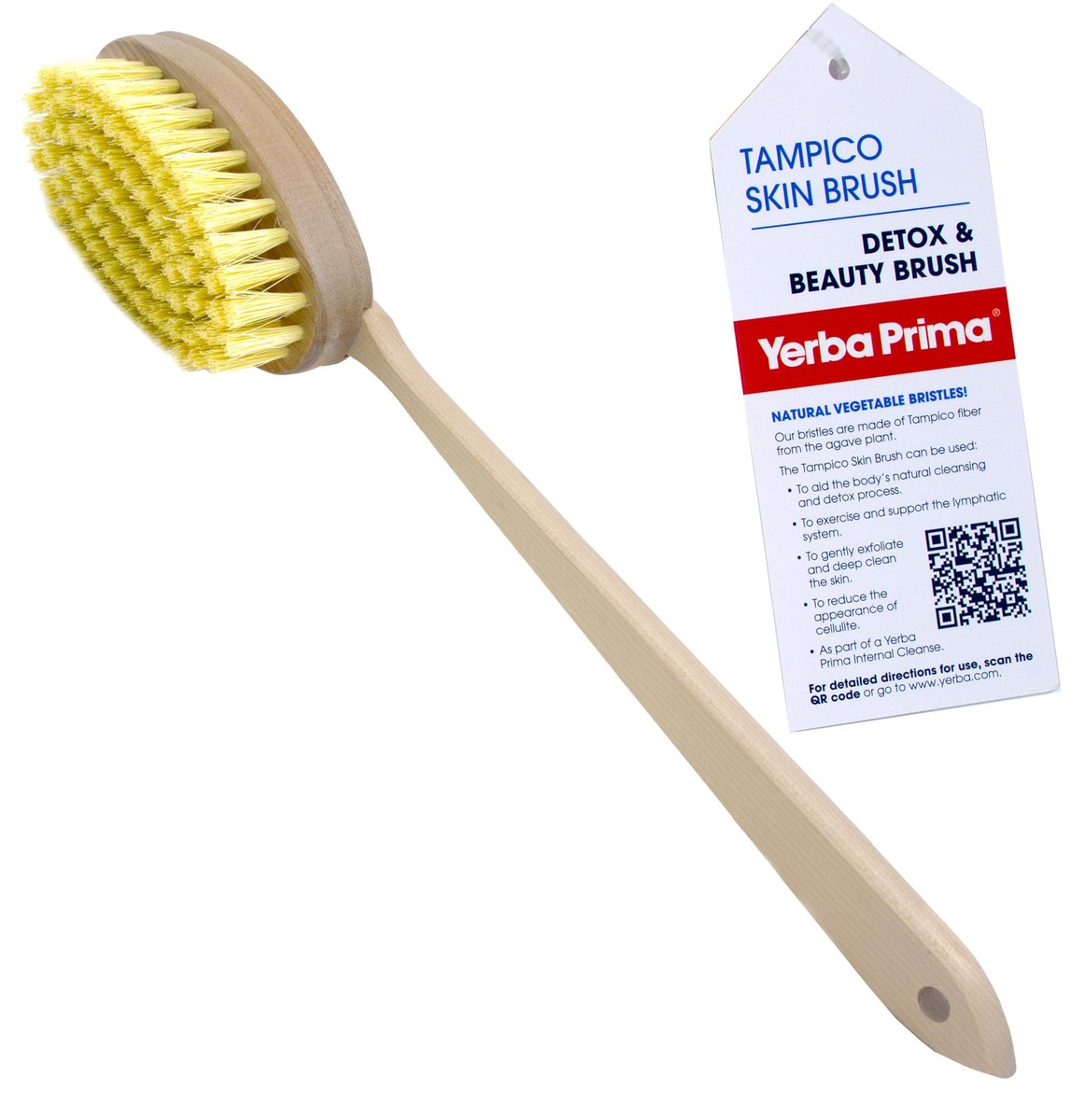 Yerba Prima Tampico Skin Brush for Exfoliation, Dry Brushing, and Blood Circulation with Natural Fiber Bristles and an All-Natural Maple Wood Handle - 1 Brush Avelisse