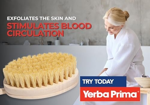Yerba Prima Tampico Skin Brush for Exfoliation, Dry Brushing, and Blood Circulation with Natural Fiber Bristles and an All-Natural Maple Wood Handle - 1 Brush Avelisse