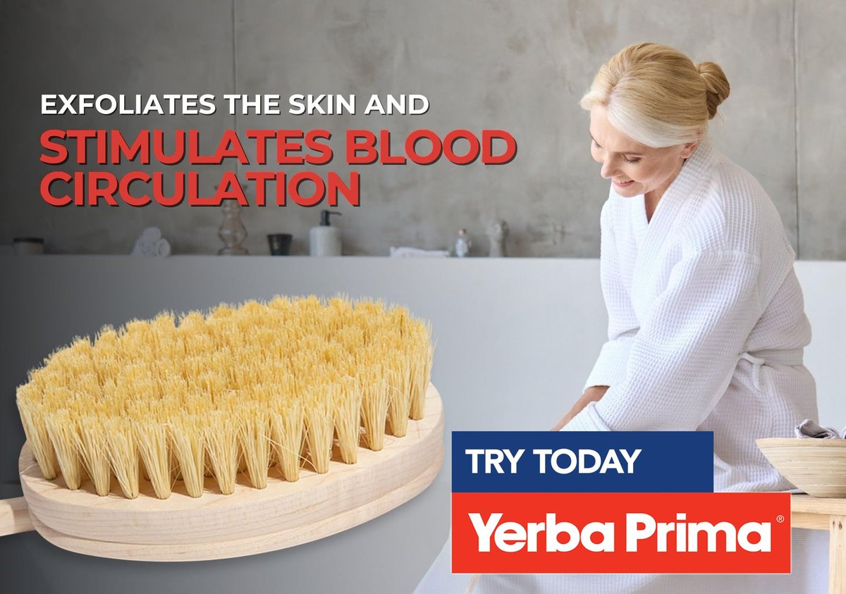 Yerba Prima Tampico Skin Brush for Exfoliation, Dry Brushing, and Blood Circulation with Natural Fiber Bristles and an All-Natural Maple Wood Handle - 1 Brush Avelisse