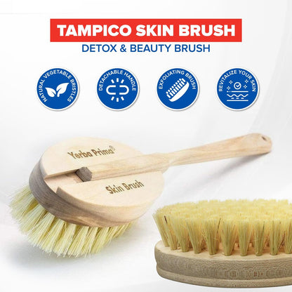 Yerba Prima Tampico Skin Brush for Exfoliation, Dry Brushing, and Blood Circulation with Natural Fiber Bristles and an All-Natural Maple Wood Handle - 1 Brush Avelisse