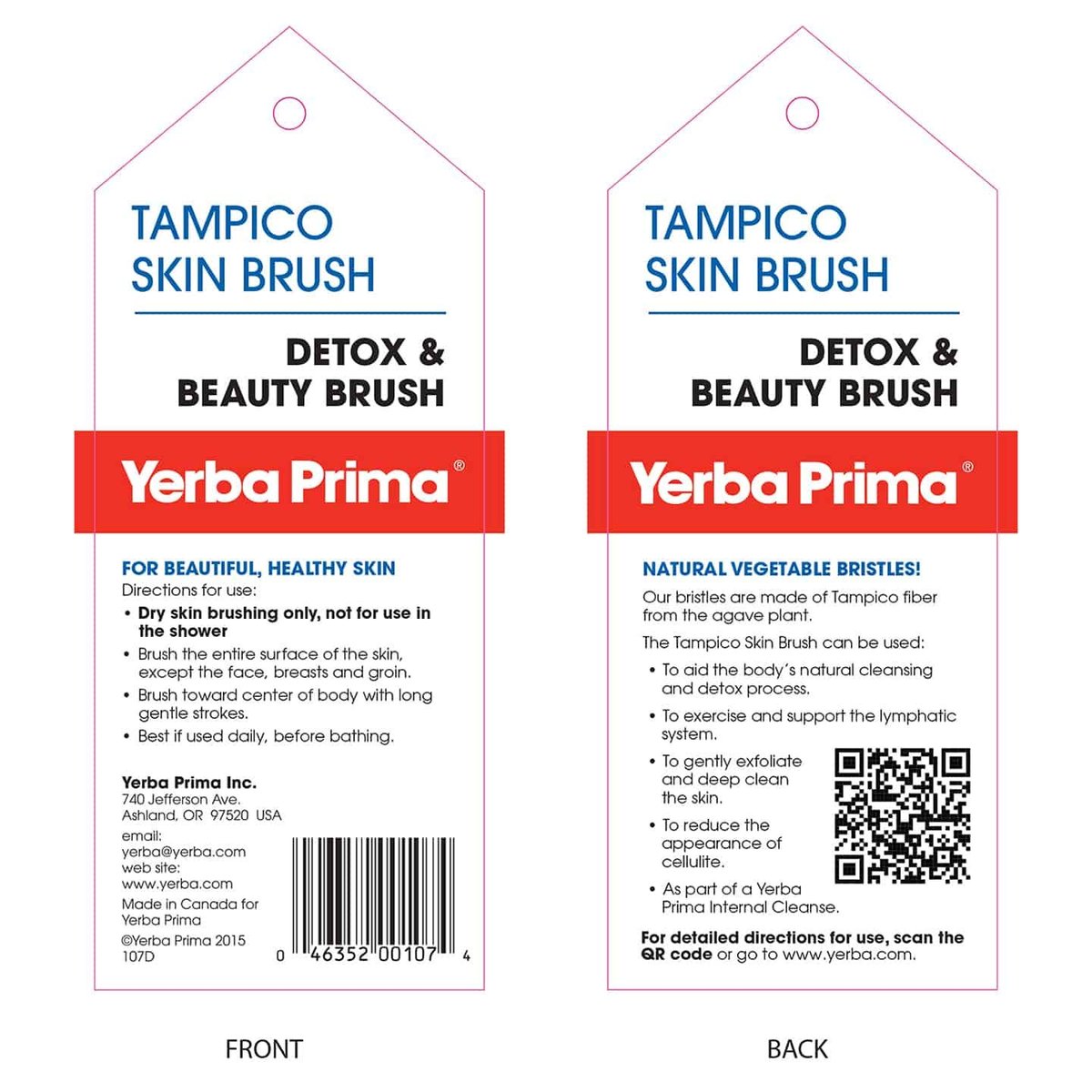 Yerba Prima Tampico Skin Brush for Exfoliation, Dry Brushing, and Blood Circulation with Natural Fiber Bristles and an All-Natural Maple Wood Handle - 1 Brush Avelisse