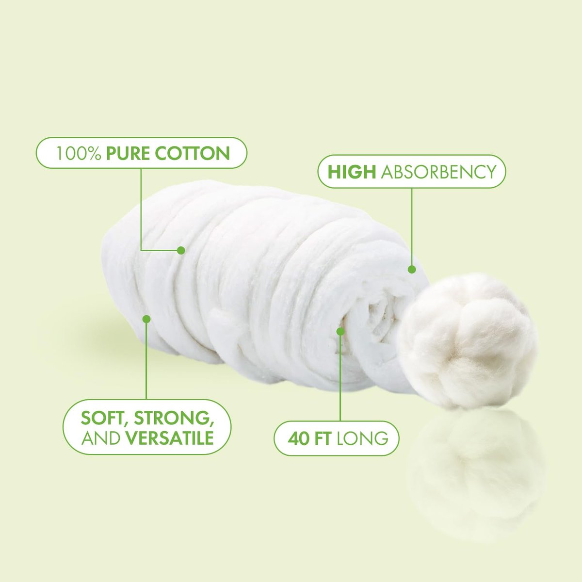 Intrinsics Portable 100% Cotton Coil (40 ft) – Professional High Absorbency Non-Reinforced Spun Cotton Roll for Salon, Hair Color, Perms & Nail Care - görsel 3