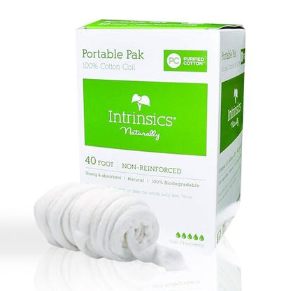 Intrinsics Portable 100% Cotton Coil (40 ft) – Professional High Absorbency Non-Reinforced Spun Cotton Roll for Salon, Hair Color, Perms & Nail Care