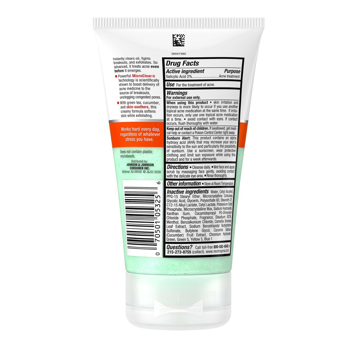 Neutrogena Oil-Free Acne Stress Control Power-Clear Scrub, 2% Salicylic Acid Exfoliating Daily Facial Scrub, 4.2 fl oz - görsel 13
