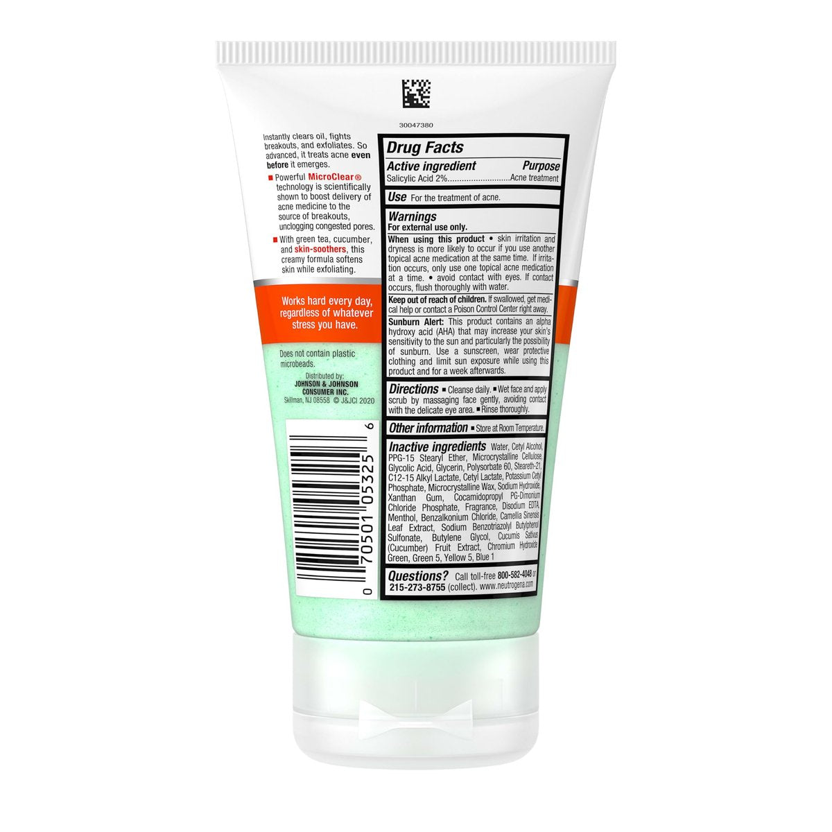 Neutrogena Oil-Free Acne Stress Control Power-Clear Scrub, 2% Salicylic Acid Exfoliating Daily Facial Scrub, 4.2 fl oz - görsel 15