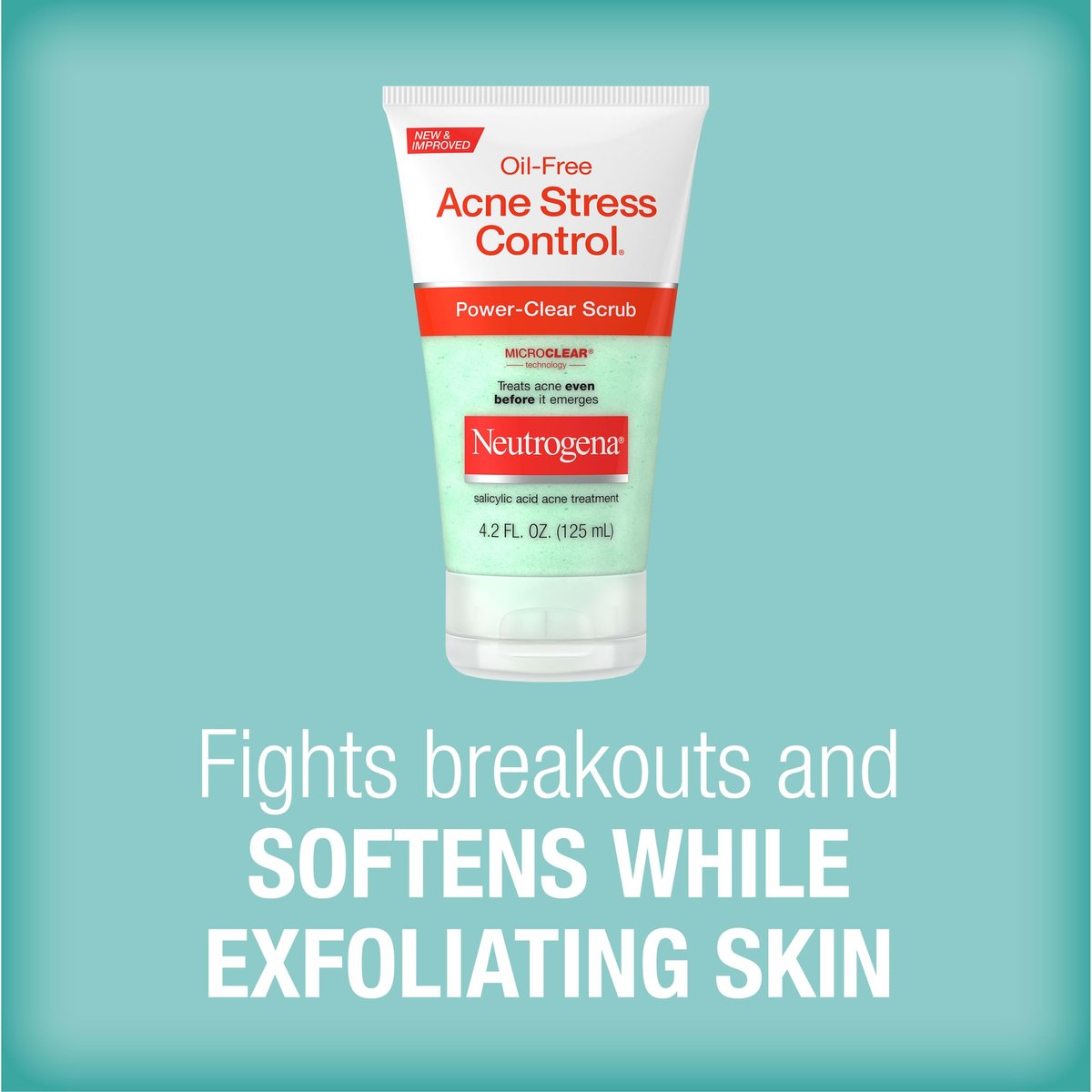 Neutrogena Oil-Free Acne Stress Control Power-Clear Scrub, 2% Salicylic Acid Exfoliating Daily Facial Scrub, 4.2 fl oz - görsel 5
