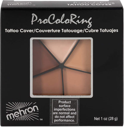 Mehron Makeup Tattoo Cover ProColoRing – 5 Color Wheel Pro Color Ring – Tattoo Cover Up Concealer – Made in USA Avelisse